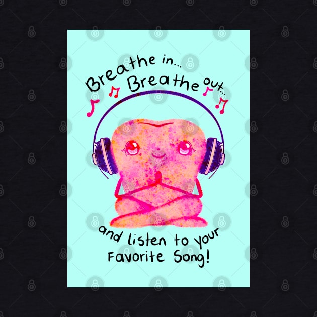 Cute Molar Yogi illustration - Breathe in... Breathe out... and listen to your favorite song! - for Dentists, Hygienists, Dental Assistants, Dental Students and anyone who loves teeth by Happimola by Happimola